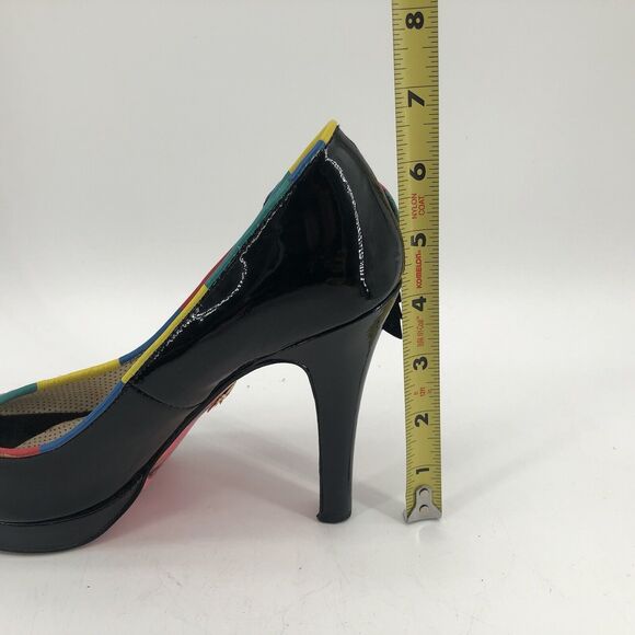 Betsey Johnson Black Womens 7.5 Open Peep Toe High Heels Shoes Multicolor Floral - Picture 16 of 16